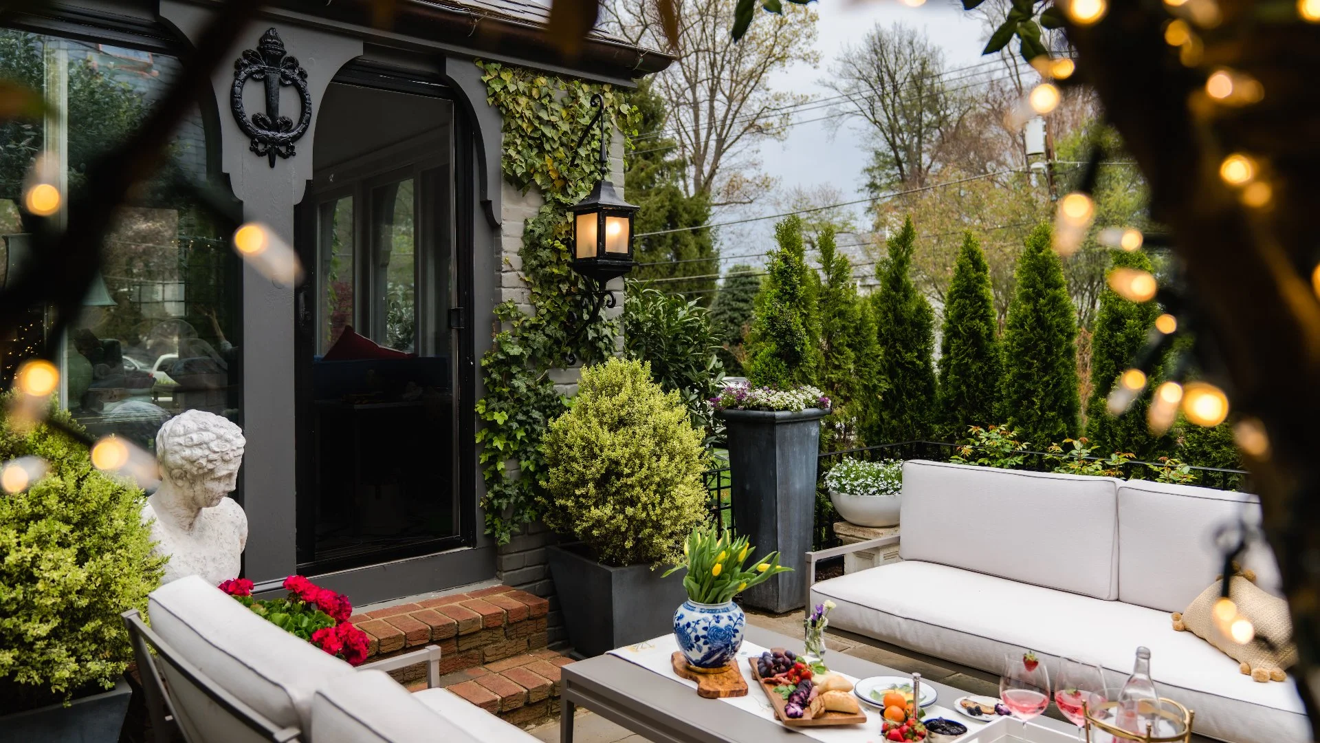 Back porch with seating area.