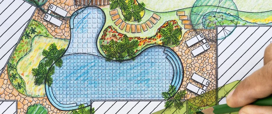 2D design rendering of a pool in Chevy Chase, MD.
