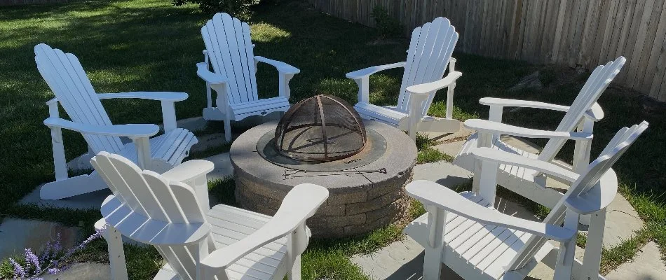 Fire pit made of stone on a residential property in Chevy Chase, MD.