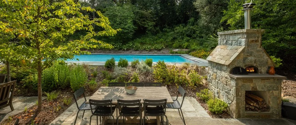 Pool and patio at a residence in Chevy Chase, MD.