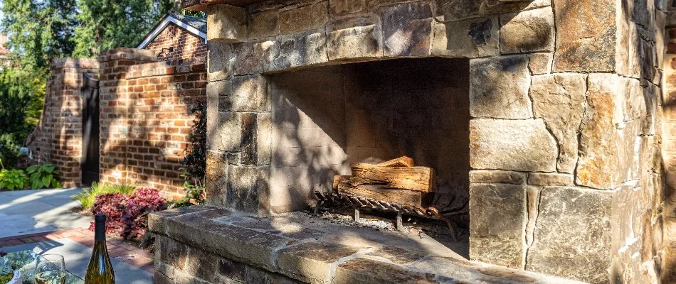 Home in Chevy Chase, MD, with outdoor fireplace.