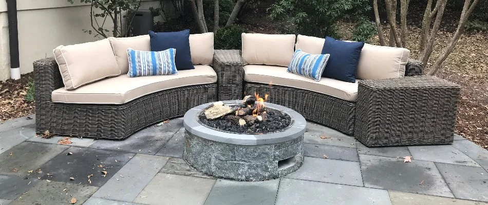 Fire pit with furniture surrounding it in Chevy Chase, MD.