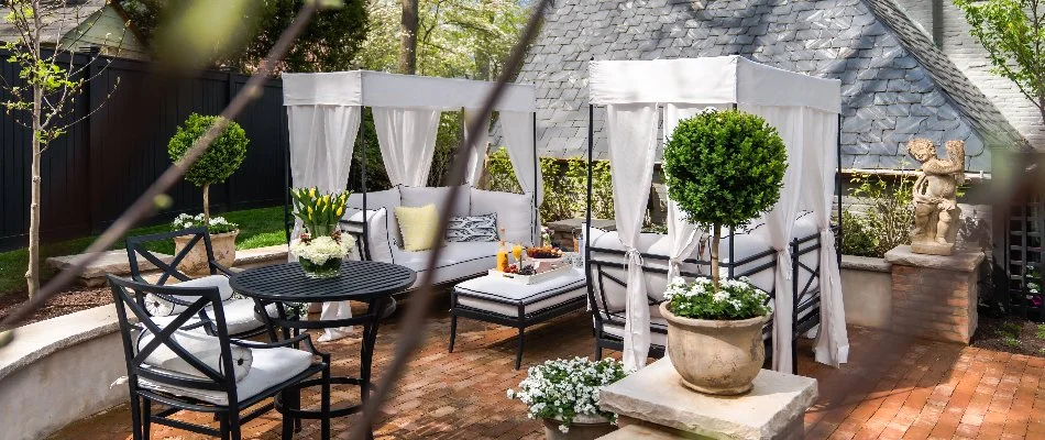 Two cabanas on a patio in Potomac, MD.